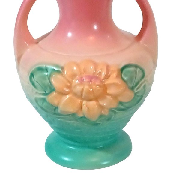 Hull Art Pottery Water Lily 2-Handled  Amphora Vase L-1 5 1/2” Vtg 1950’s Decor - Picture 2 of 8